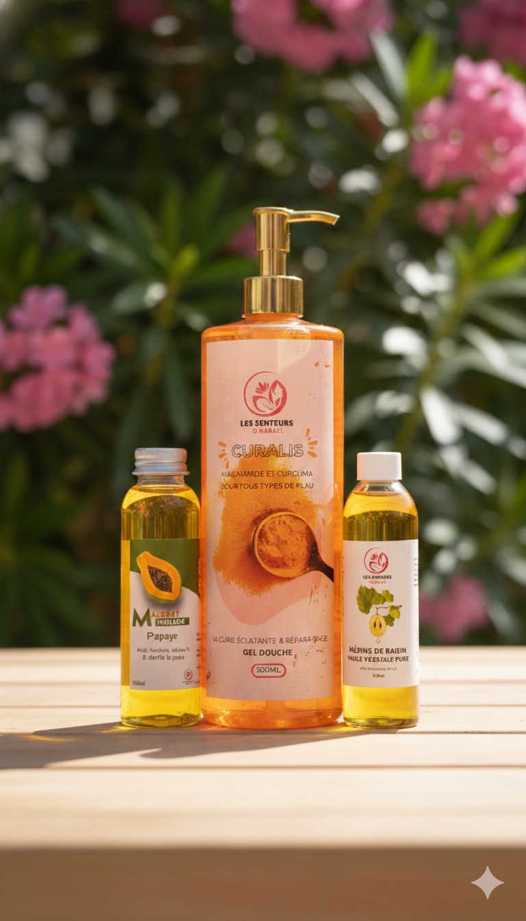 KIT GEL CURCUMA + HUILE DE PAPAYE + HUILE DE PÉPINS DE RAISIN